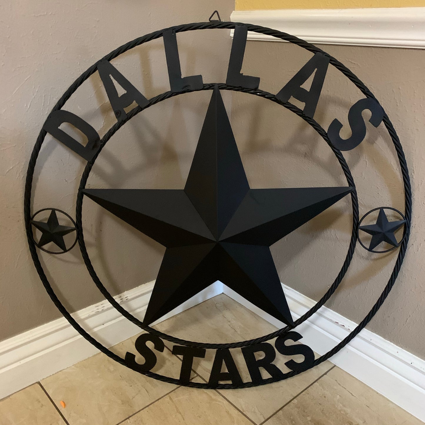 DALLAS STARS RUSTIC BLACK LONE STAR METAL HOCKEY TEAM WESTERN HOME DECOR CRAFT
