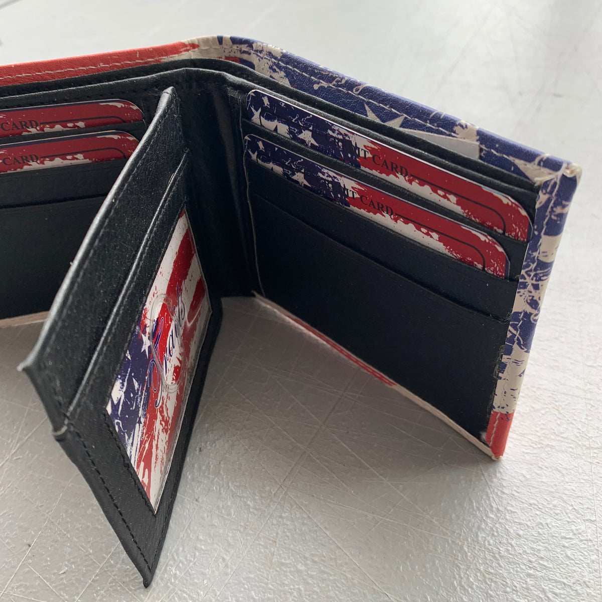 5" USA FLAG RED WHITE BLUE WALLET LEATHER BIFOLD WALLET NEW