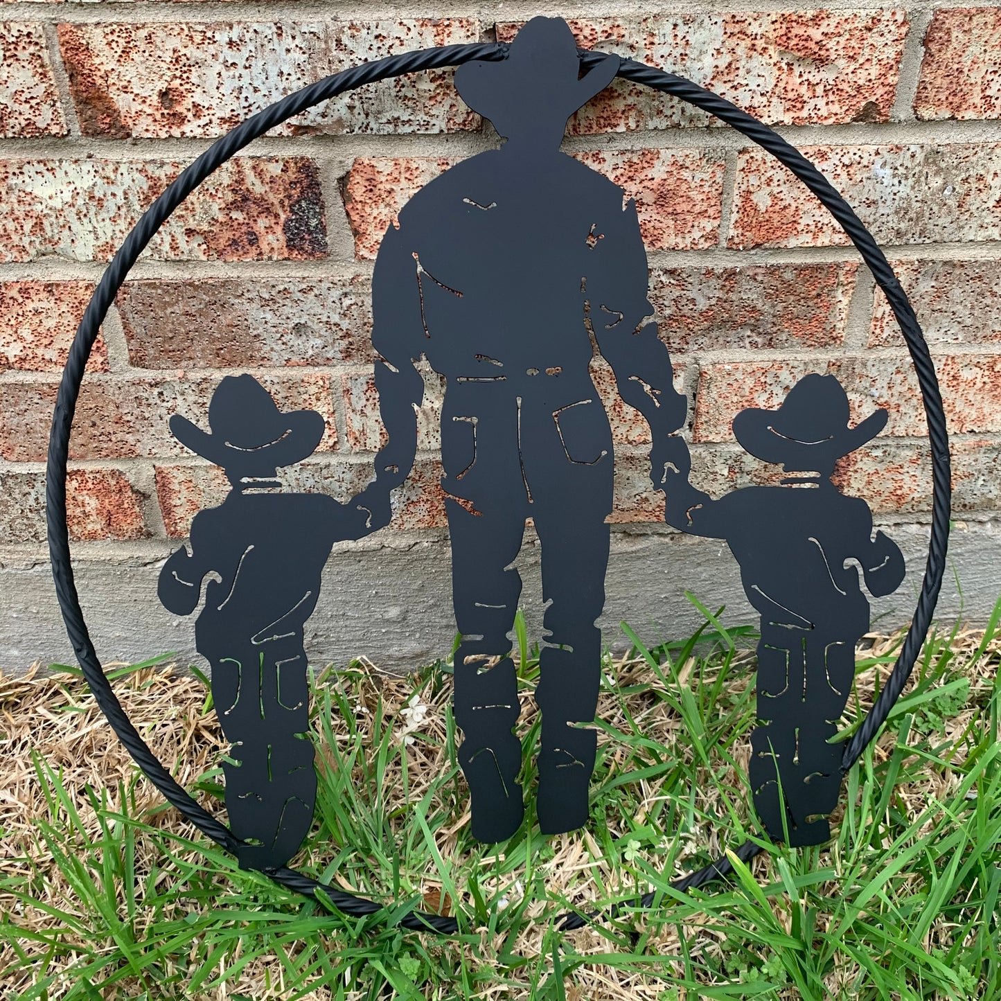 24" FATHER & 2 SON LASER CUT METAL WALL ART CUSTOM VINTAGE CRAFT RUSTIC BLACK HAND MADE