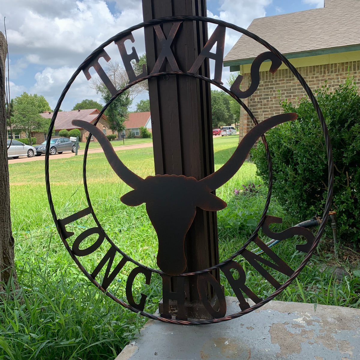 TEXAS LONGHORNS CUSTOM METAL VINTAGE CRAFT SIGN TEAM ART WESTERN HOME DECOR RUSTIC BRONZE HANDMADE #EH12565
