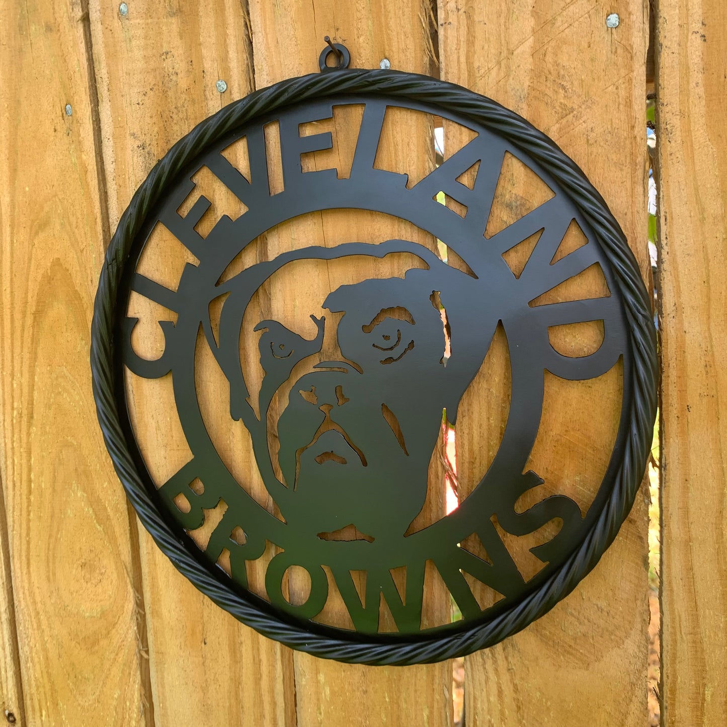 CLEVELAND BROWNS METAL CUSTOM VINTAGE CRAFT ART HANDMADE RUSTIC BLACK