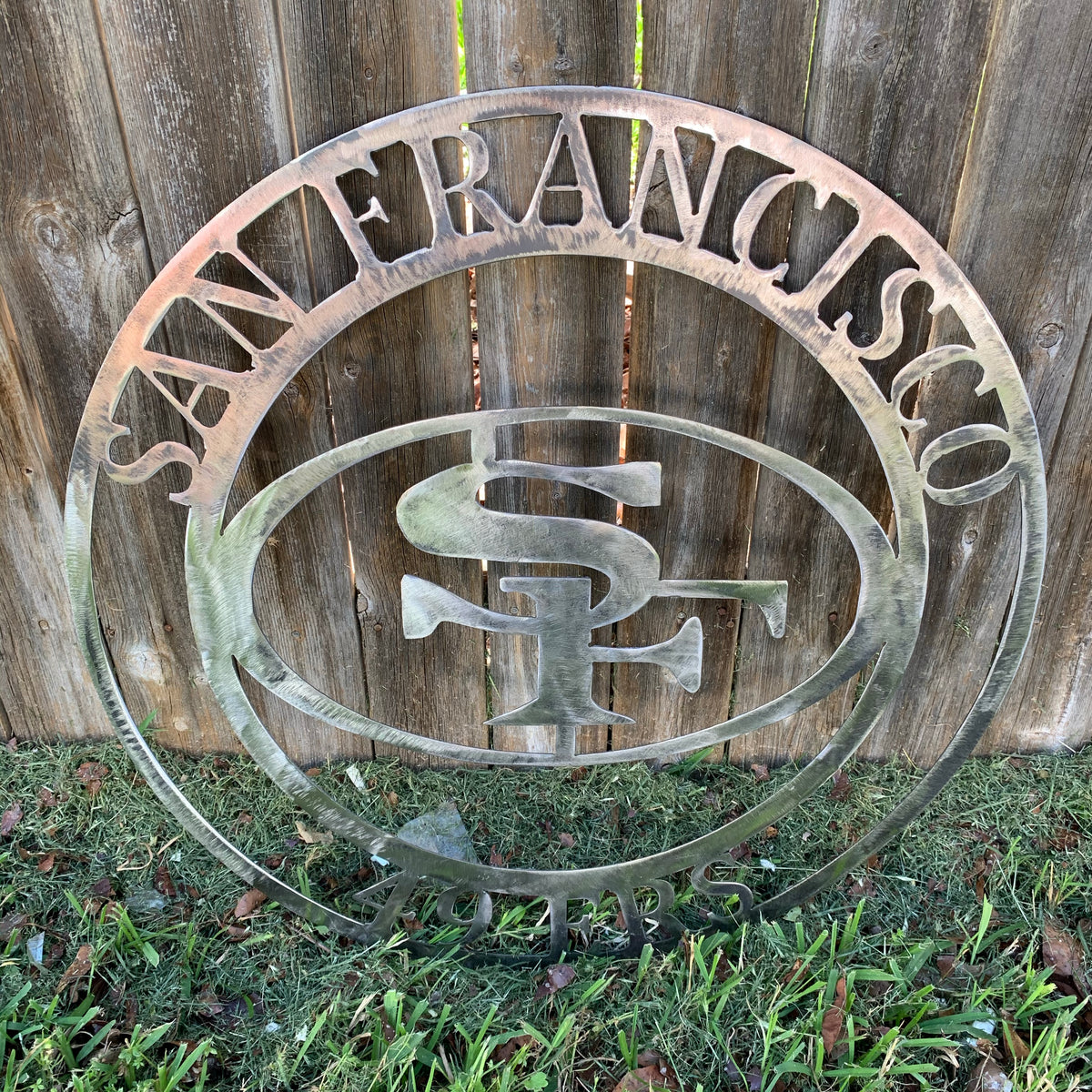 SAN FRANCISCO 49ERS METAL CUSTOM VINTAGE RAW METAL CRAFT TEAM SIGN HANDMADE 12",18",24",32",36",40",50"