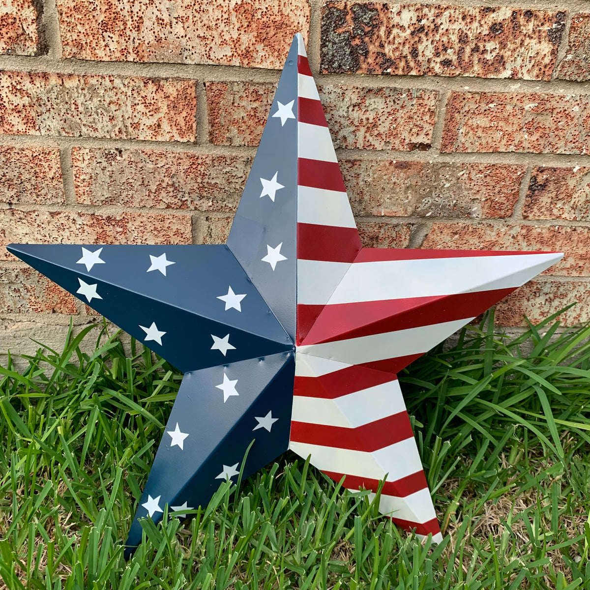 12",16",24",30",36" USA AMERICAN FLAG STAR STYLE#9 RED WHITE & BLUE METAL BARN STAR METAL WALL ART HANDMADE