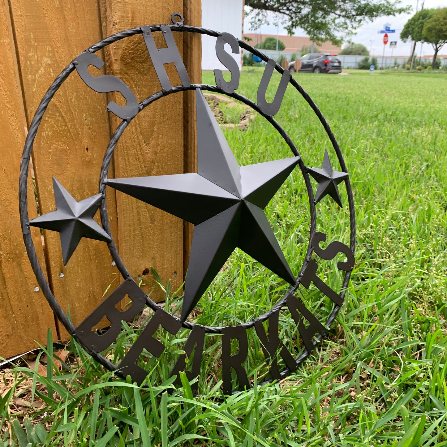 24",32" SHSU SAM HOUSTON BEARKATS RUSTIC BLACK METAL CUSTOM VINTAGE CRAFT RUSTIC BLACK TEAM STAR HANDMADE