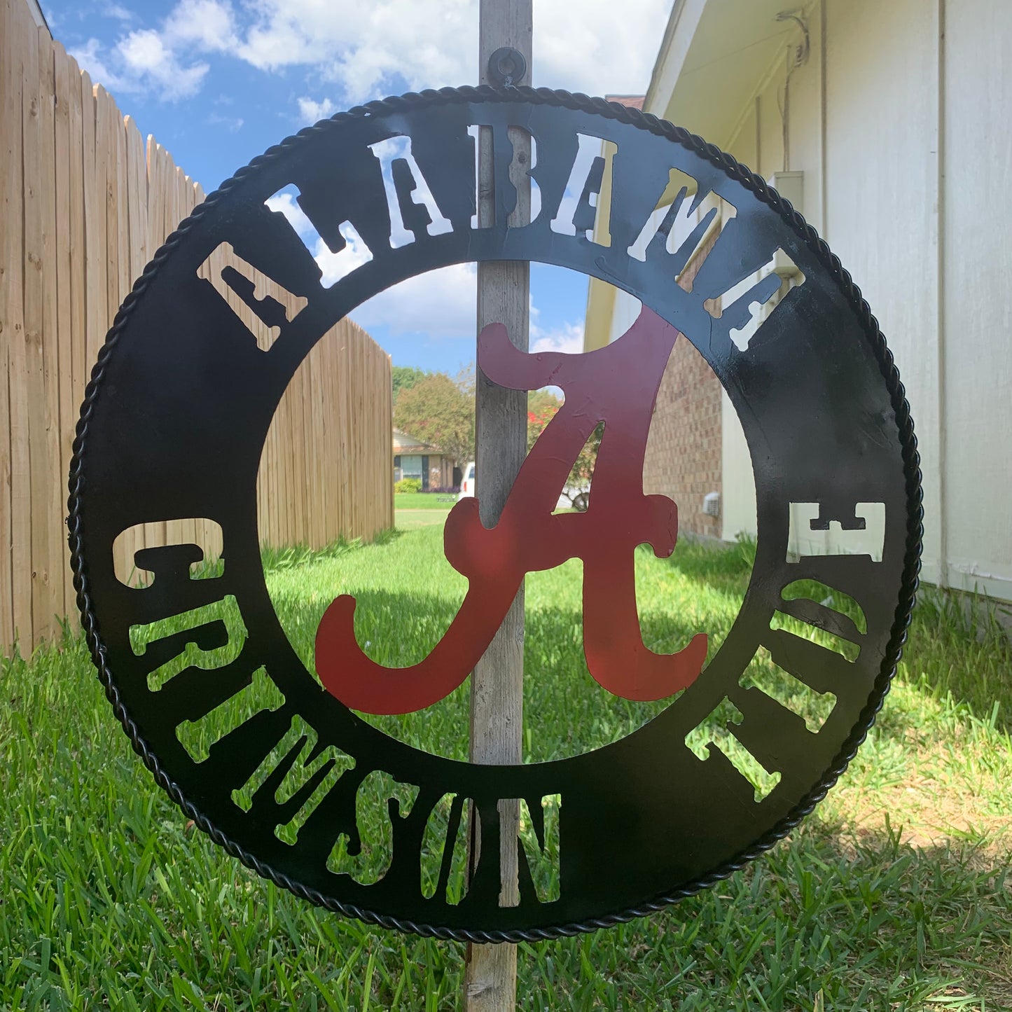 ALABAMA CRIMSON TIDE WIDE BAND RING CUSTOM METAL VINTAGE SIGN TEAM HANDMADE