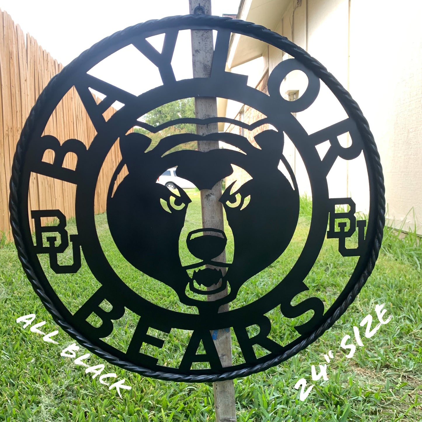 12", 18", 24", 32" BAYLOR BEARS ALL BLACK CUSTOM METAL VINTAGE TEAM SIGN WALL ART WESTERN HOME DECOR