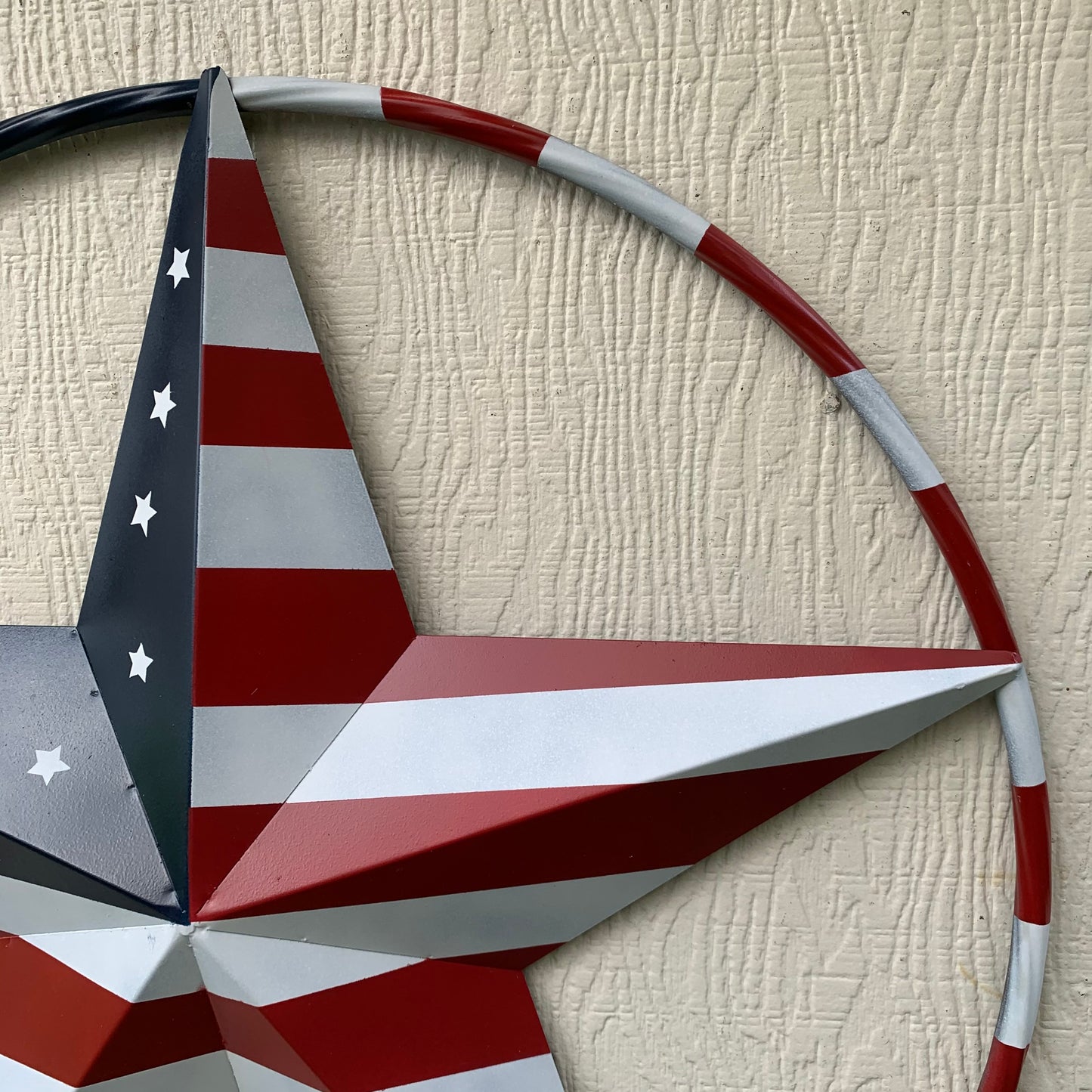 USA FLAG STAR AMERICAN FLAG METAL3D TWIST ROPE RING RED WHT BLUE WESTERN HOME DECOR HANDMADE #EH11925, 12",24",36",48"
