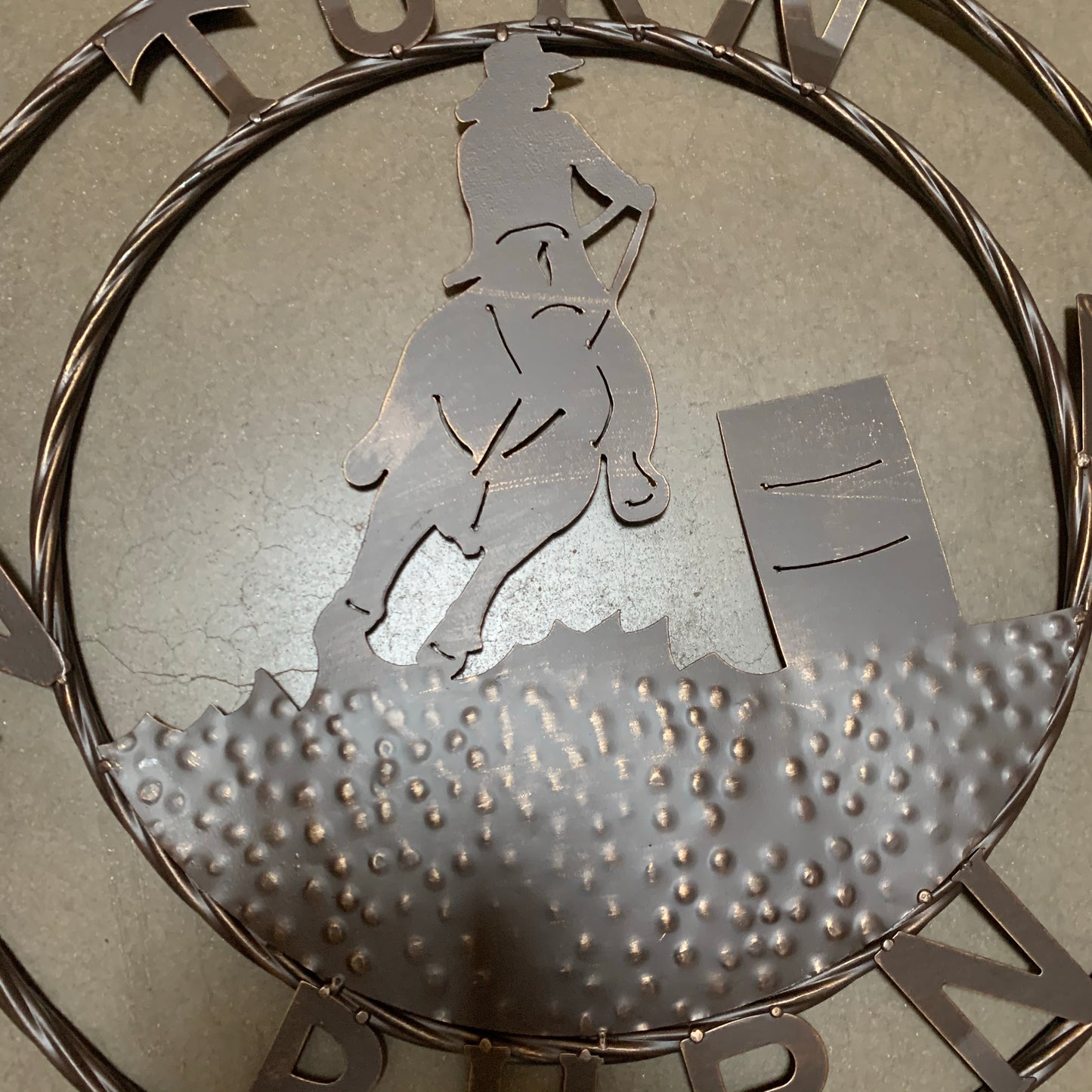 24" TURN N BURN COWBOY SIGN METAL WALL ART WESTERN HOME DECOR HANDMADE NEW #EH12973