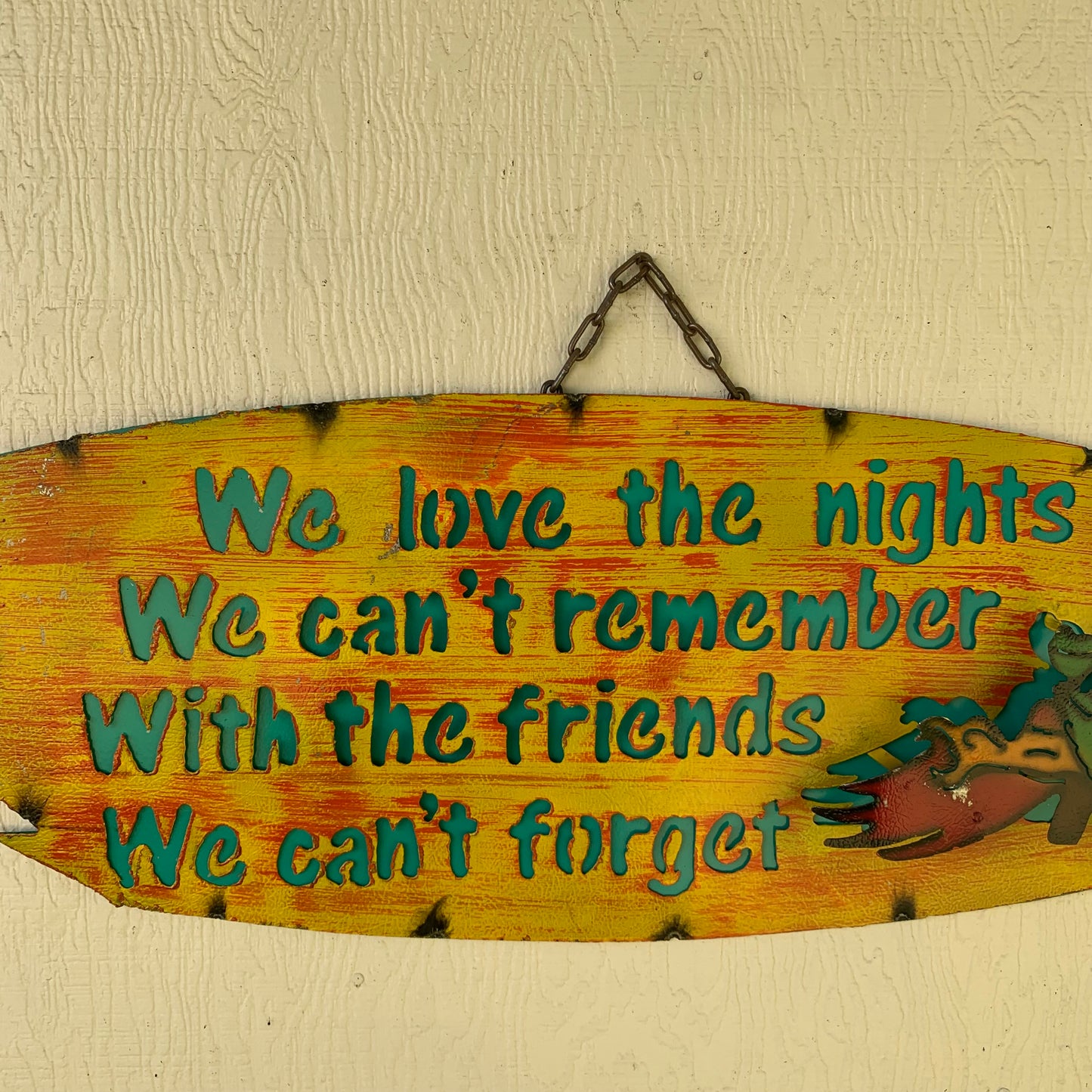 37"x 13" FRIENDS METAL OVAL DISC SIGN WALL ART WESTERN HOME DECOR BRAND NEW