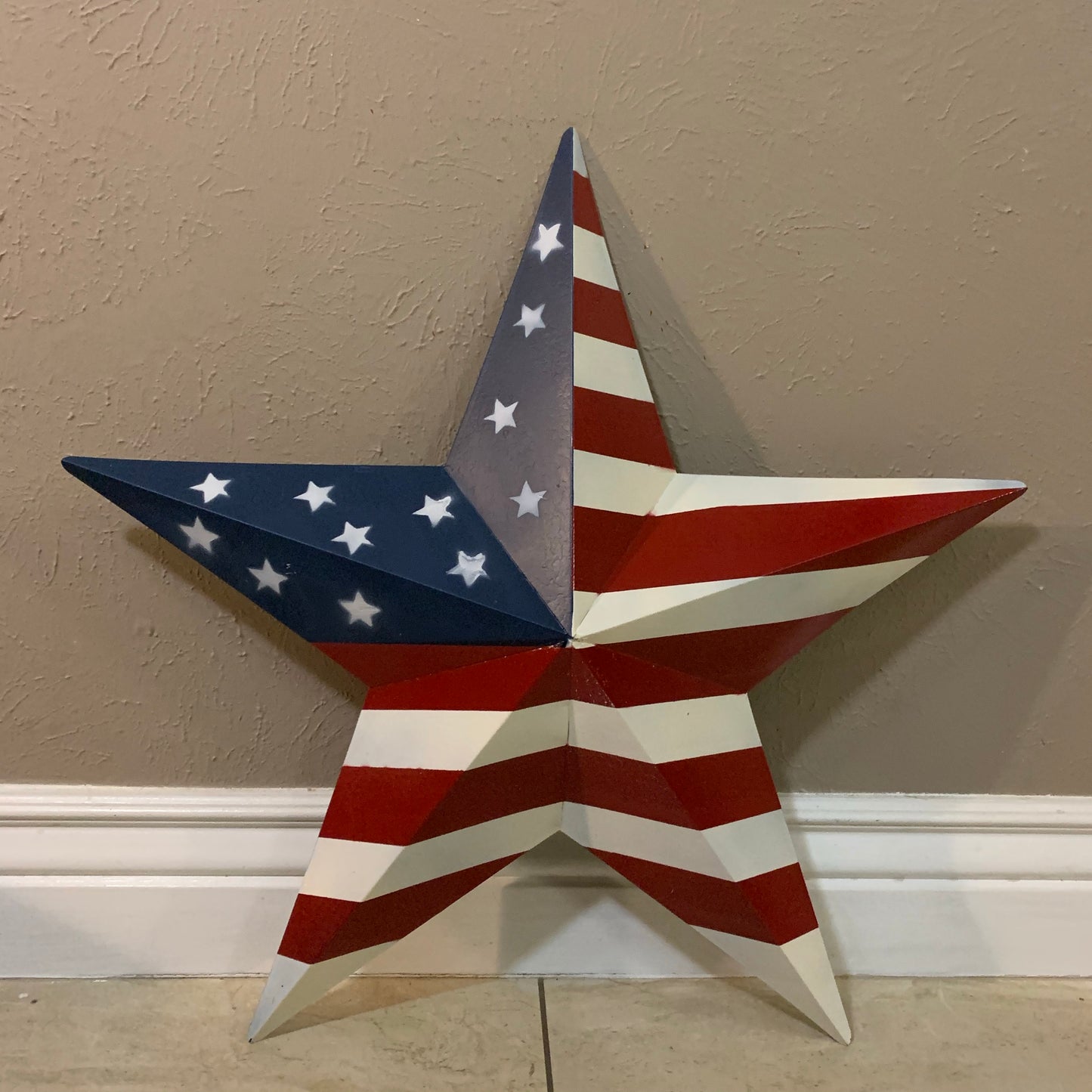 AMERICANA USA FLAG BARN STAR RED WHT BLUE STAR HANDMADE 12",24",36" #EH13297
