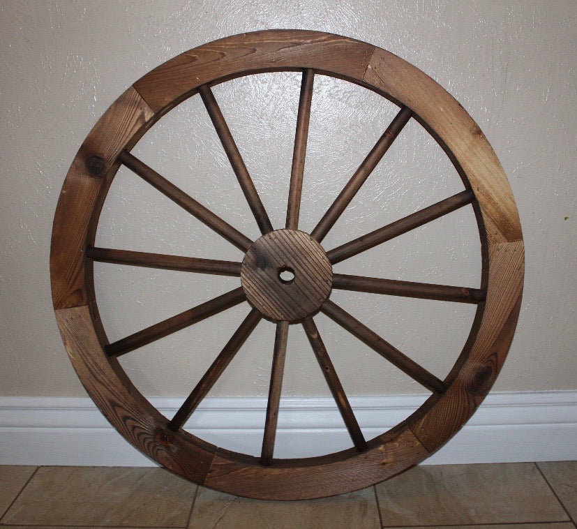 16",24",30" WAGON WHEEL NATURAL STAIN BARN WOOD WESTERN HOME DECOR RUSTIC NEW #EH11189
