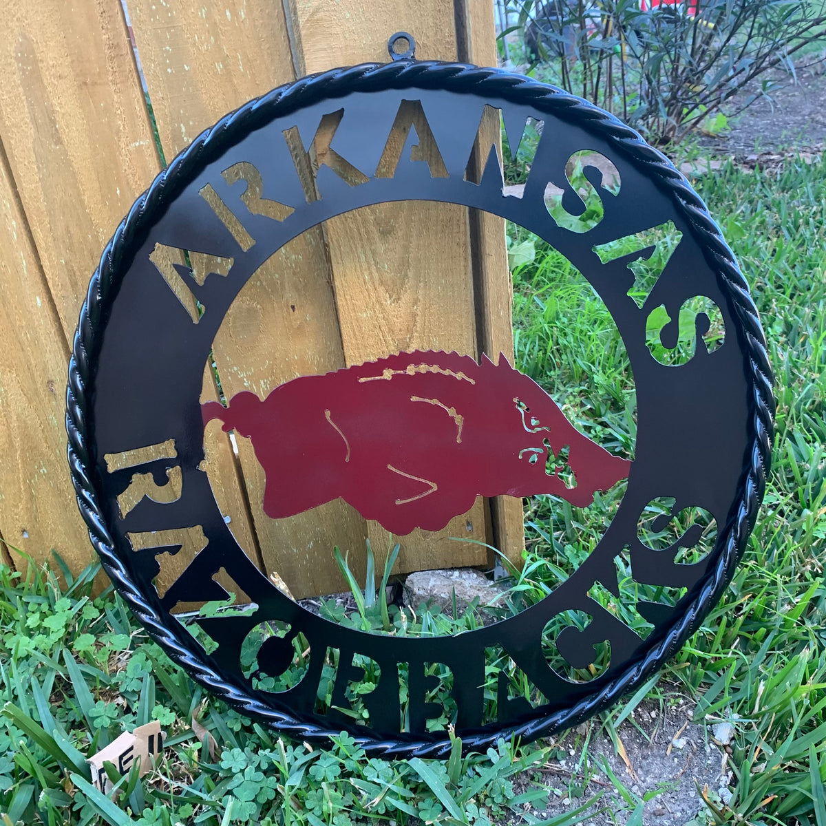 12", 18", 24", 32" ARKANSAS RAZORBACKS CUSTOM METAL VINTAGE CRAFT WIDE BAND RING TEAM SIGN HANDMADE