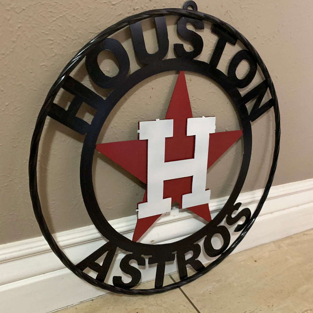 Houston Astros Retro Logo 3D Metal Artwork – Hex Head Art