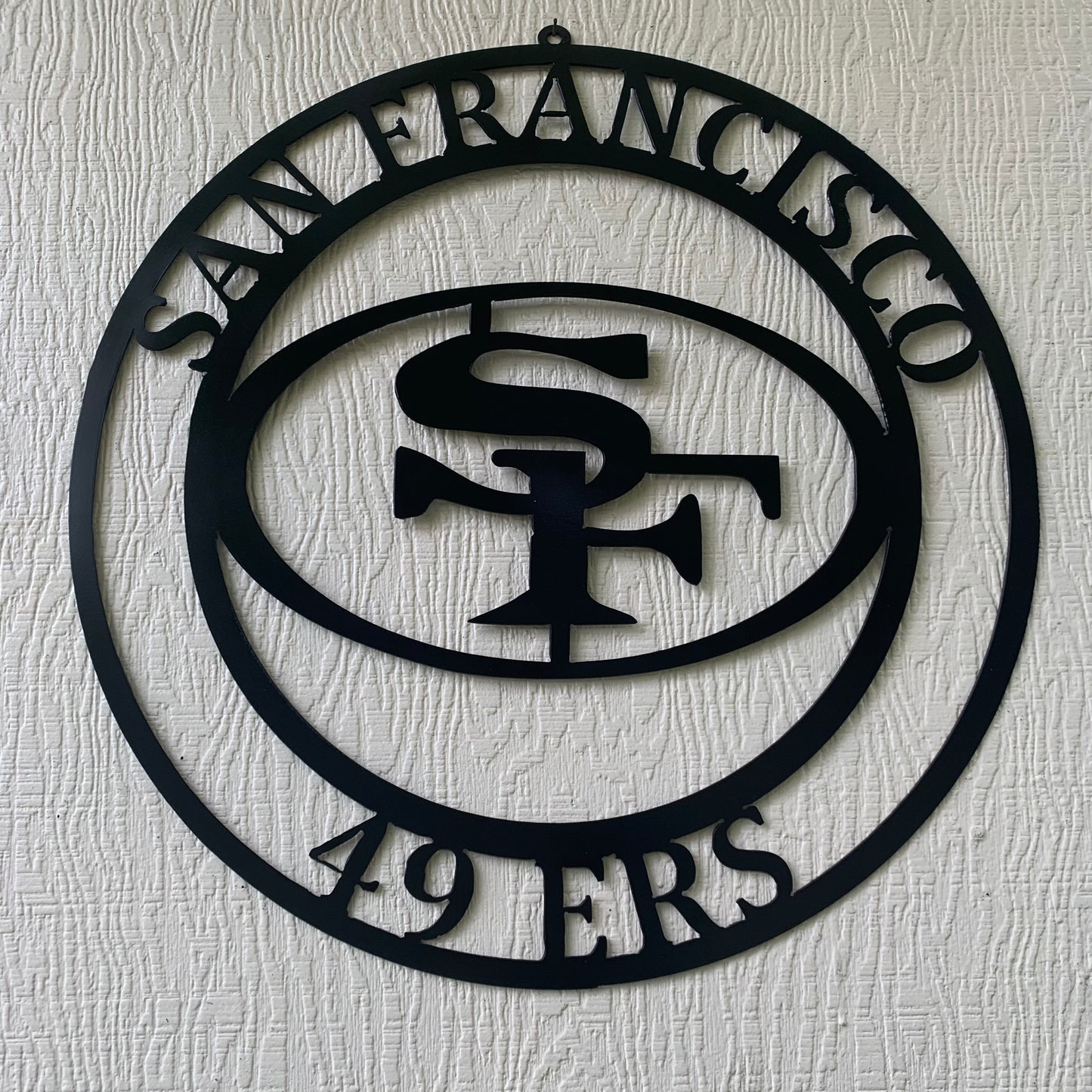 SAN FRANCISCO 49ERS METAL CUSTOM VINTAGE CRAFT TEAM SIGN RUSTIC BLACK HAND MADE IN USA 18",24",36",40",50"