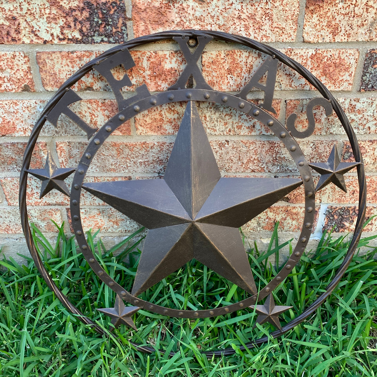 24" TEXAS BEADED COLIBROX BARN STAR METAL LONE STAR WESTERN HOME DECOR HANDMADE RUSTIC BRONZE COPPER NEW