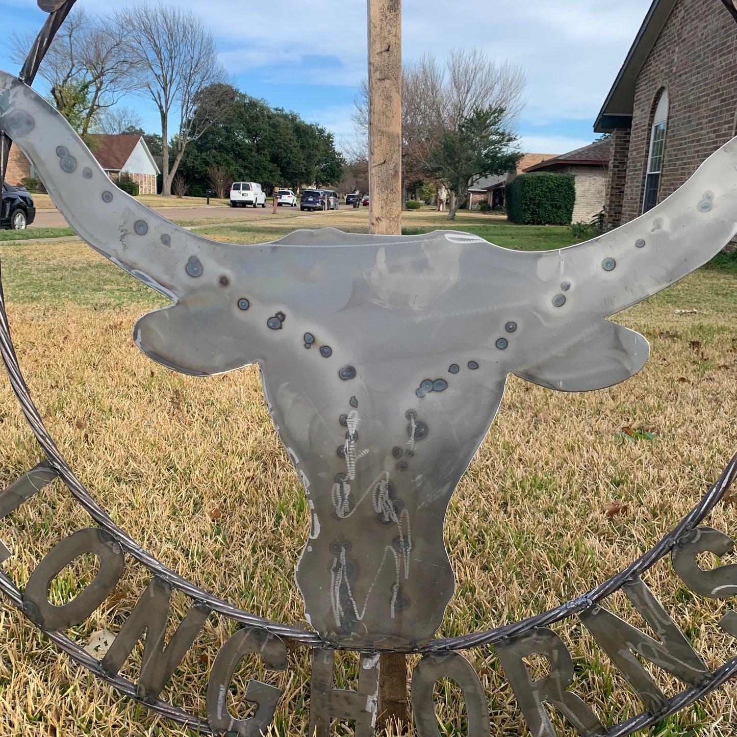 50" TEXAS LONGHORNS LARGE CUSTOM RAW METAL VINTAGE CRAFT SIGN TEAM ART UNPAINTED WESTERN HOME DECOR HANDMADE STEEL #EH12570