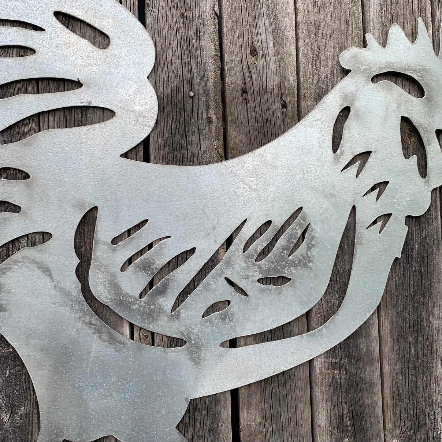 28"  X 28" CUSTOM ROOSTER LASERCUT ART WITH RING DESIGN WESTERN METAL ANIMAL ART HOME WALL DECOR BRAND NEW