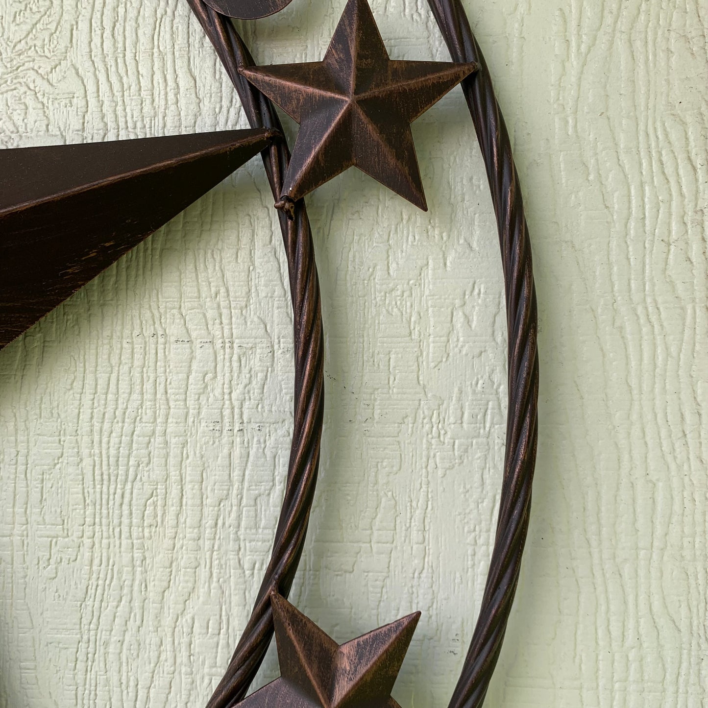 GOD BLESS OUR HOME BARN STAR METAL LONE STAR TWISTED ROPE RING WESTERN HOME DECOR HANDMADE #EH11040