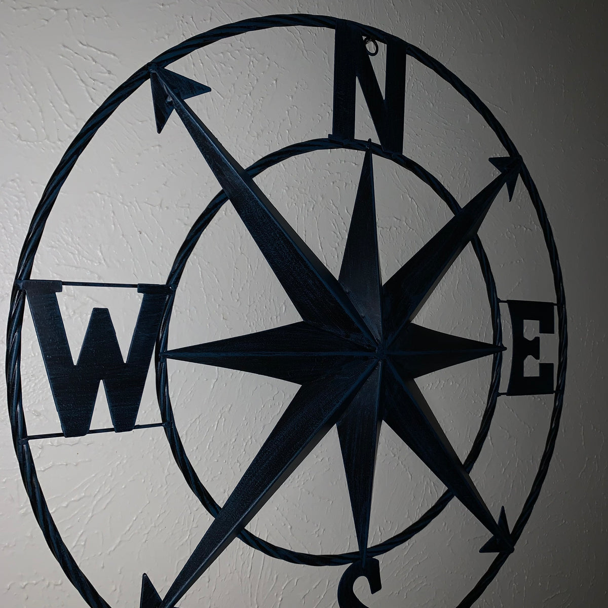 COMPASS NAVY BLUE 24" METAL SIGN WESTERN HOME DECOR HANDMADE NEW