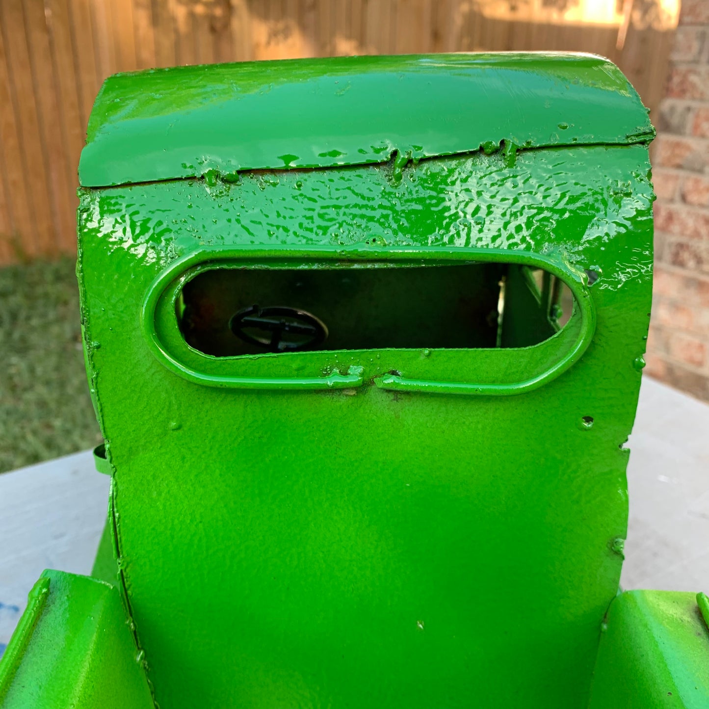 GARDEN GREEN 20" PICKUP TRUCK METAL ART GARDEN FIGURINE OUTDOOR & INDOOR GARDEN WESTERN HOME DECOR HANDMADE NEW SIZE 20"L x 10"W x 12" H #EH12523