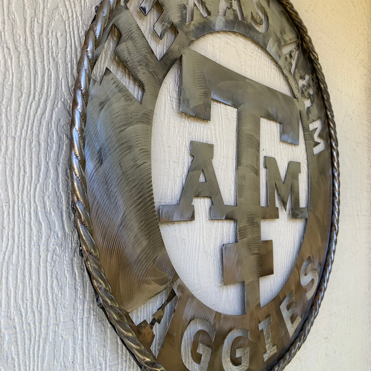 TEXAS A&M WIDE BAND RAW METAL CUSTOM VINTAGE CRAFT WALL ART TEAM SIGN HANDMADE