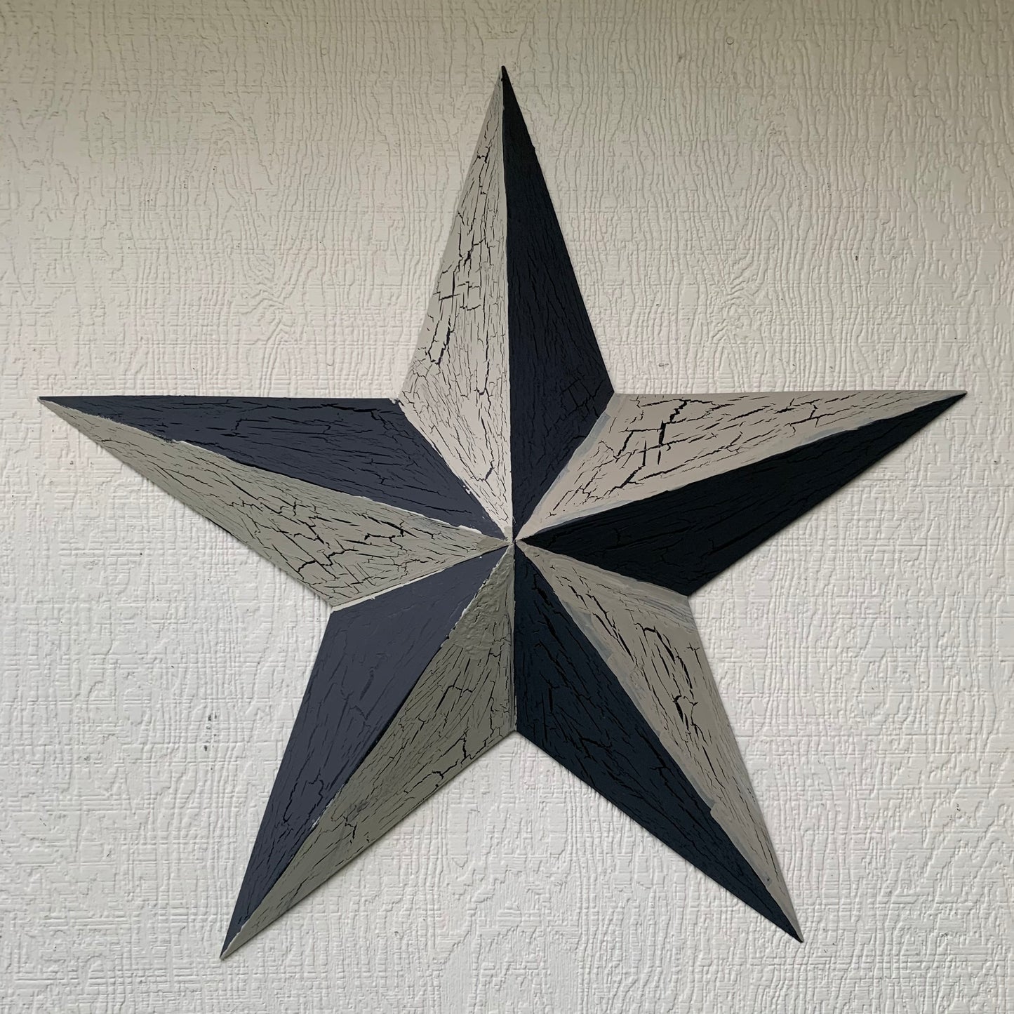 CRACKLE STYLE BEIGE & BLACK METAL BARN STAR METAL WALL ART WESTERN HOME DECOR RUSTIC NEW