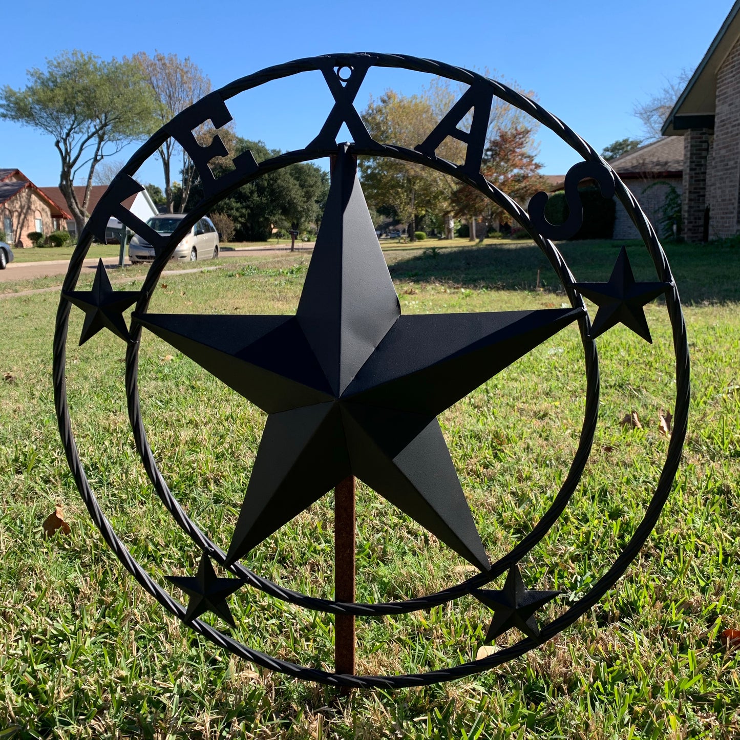 24" TEXAS BLACK STAR BARN STAR METAL ART WESTERN HOME DECOR VINTAGE RUSTIC BLACK