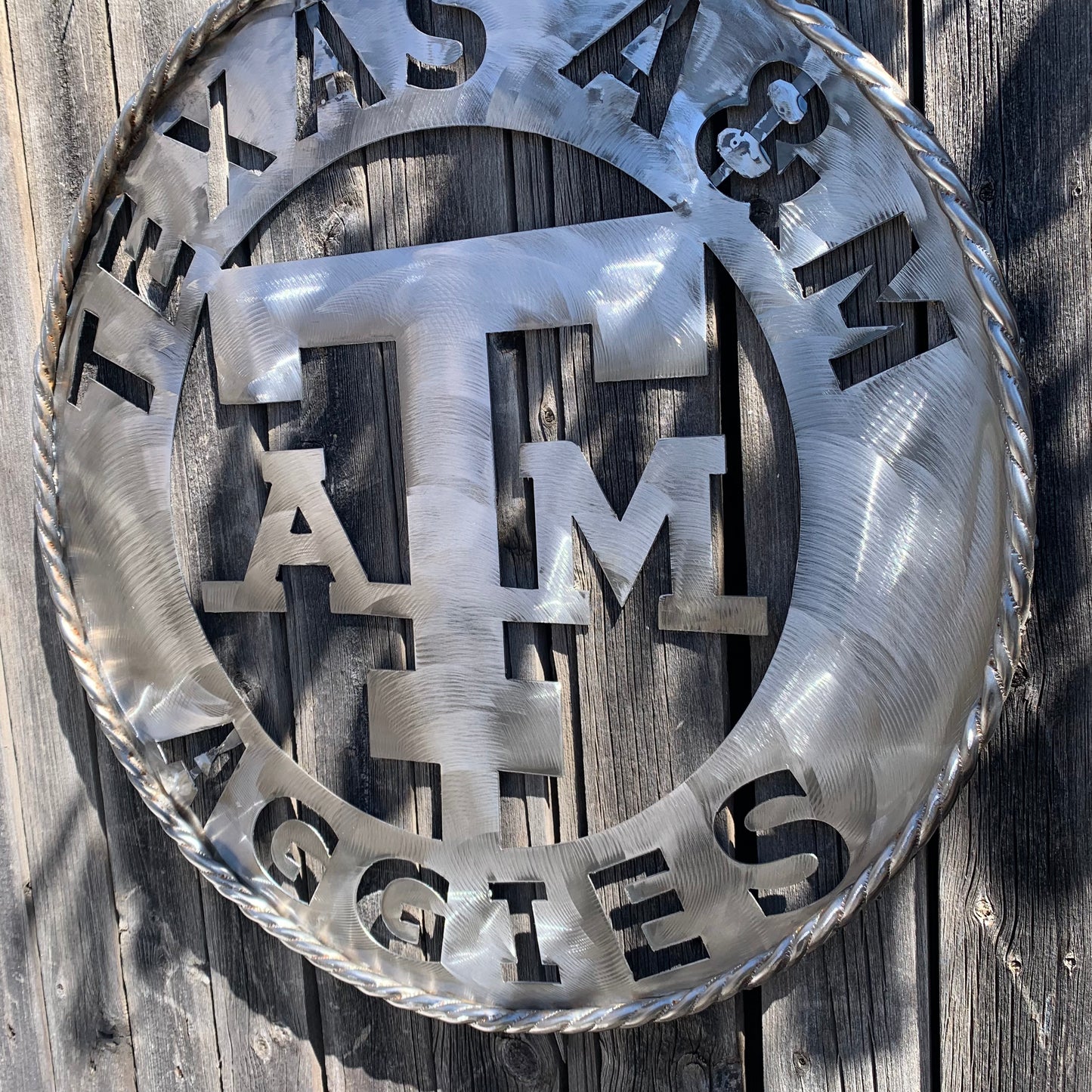 TEXAS A&M WIDE BAND RAW METAL CUSTOM VINTAGE CRAFT WALL ART TEAM SIGN HANDMADE