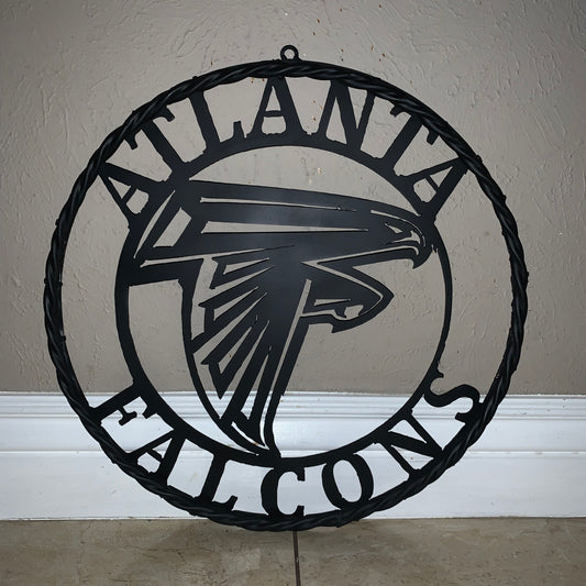 12",18",24",32",36" ATLANTA FALCONS BLACK METAL CUSTOM METAL VINTAGE CRAFT SIGN FOOTBALL TEAM WESTERN HOME DECOR HANDMADE
