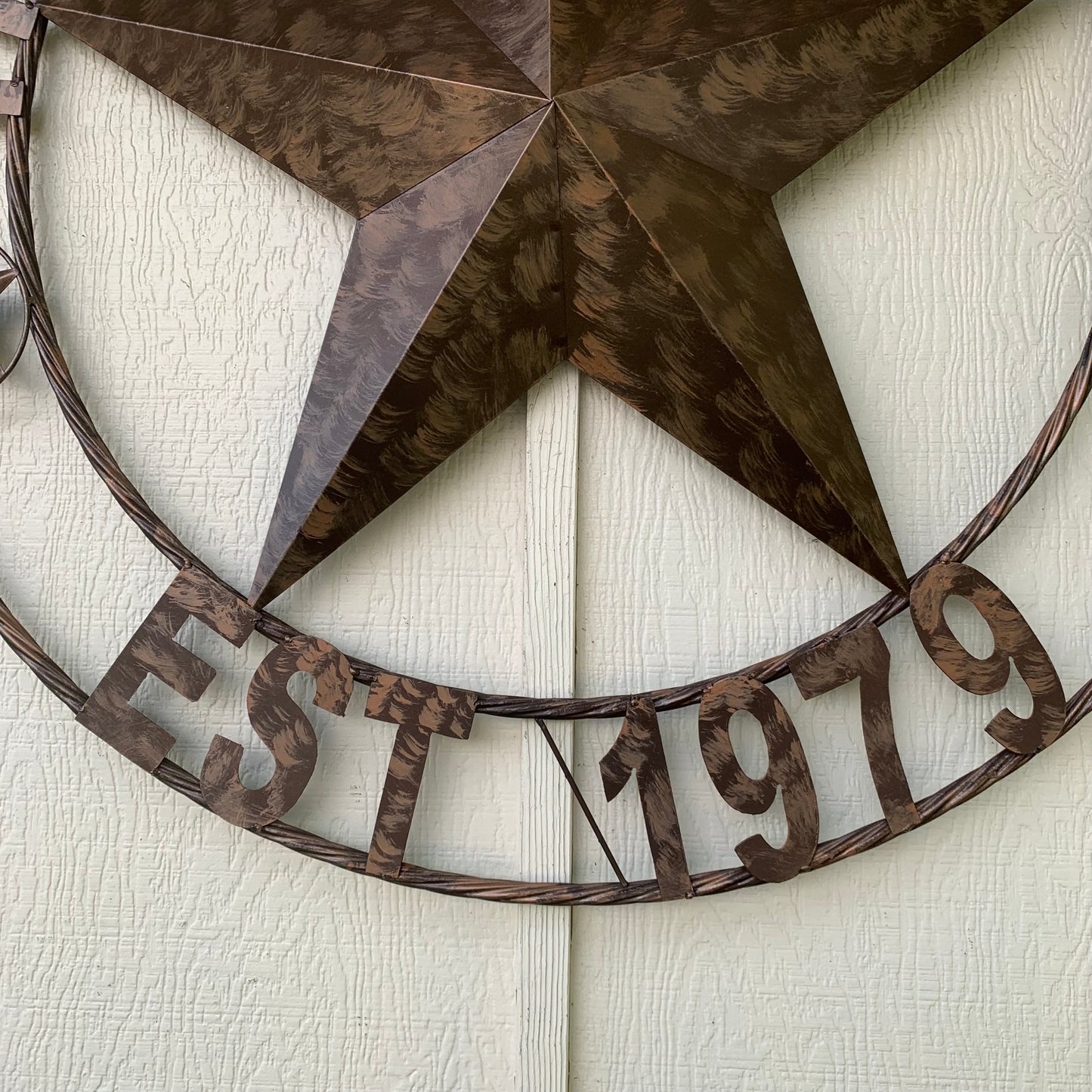 COLOMINA STYLE YOUR CUSTOM NAME BARN STAR BRONZE BRUSH COPPER METAL STAR 3d TWISTED ROPE RING COLOMINA WESTERN HOME DECOR RUSTIC VINTAGE HANDMADE 24",32",36",40",42",44",46",50"