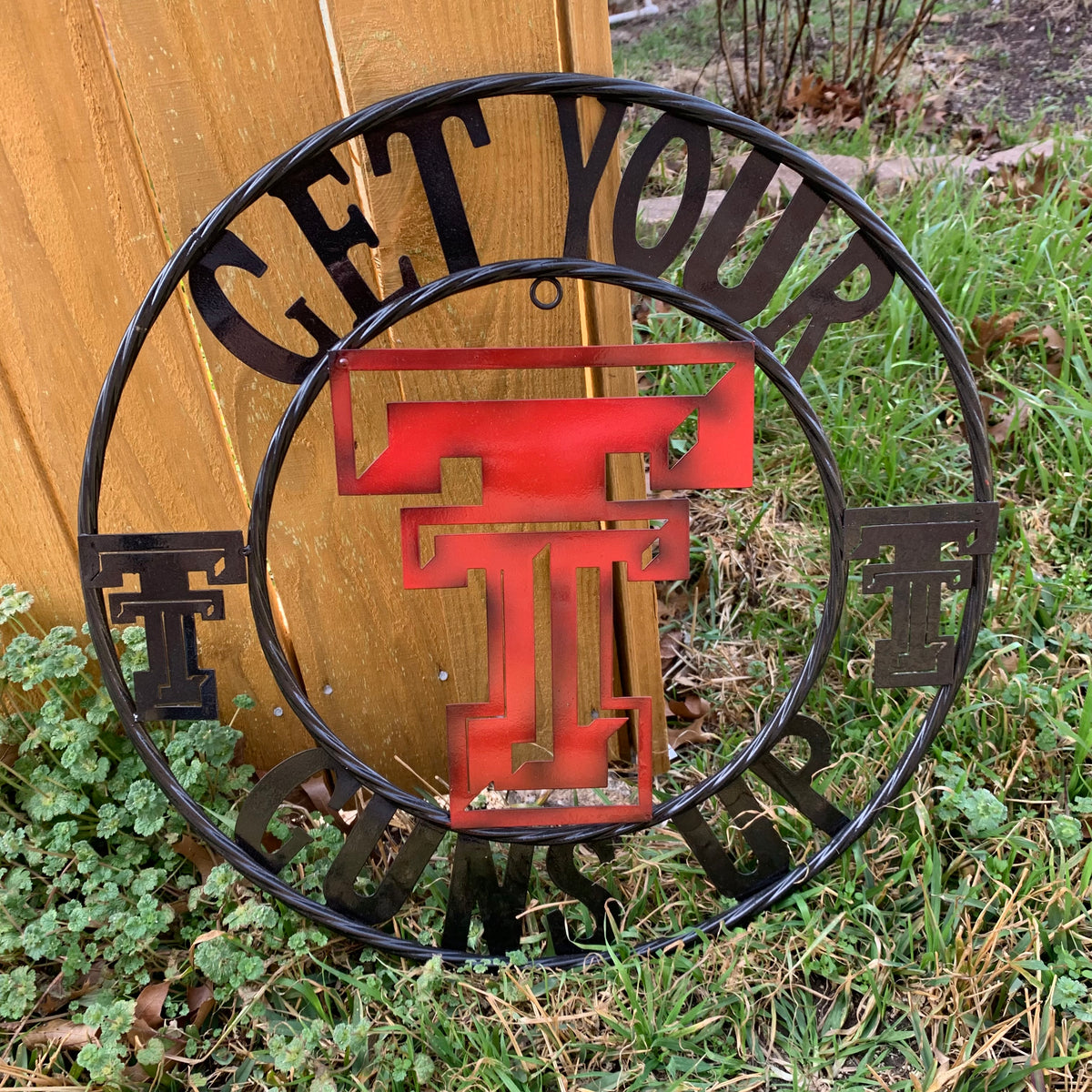 12", 18", 24", 32" GET YOUR GUNS UP TEXAS TECH CUSTOM METAL VINTAGE CRAFT TEAM SIGN