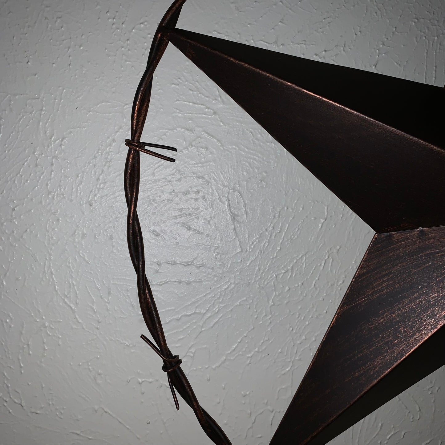 24" BARBWIRE TWISTED RING METAL WALL ART WESTERN HOME DECOR RUSTIC BRONZE COPPER #A10024