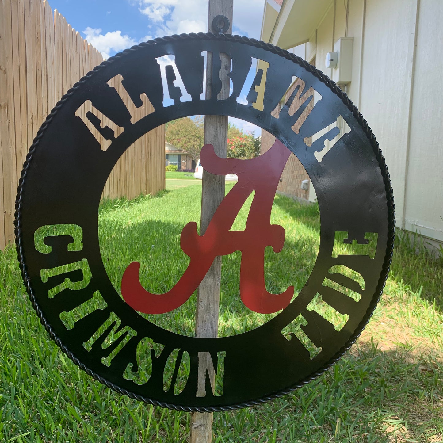 ALABAMA CRIMSON TIDE WIDE BAND RING CUSTOM METAL VINTAGE SIGN TEAM HANDMADE