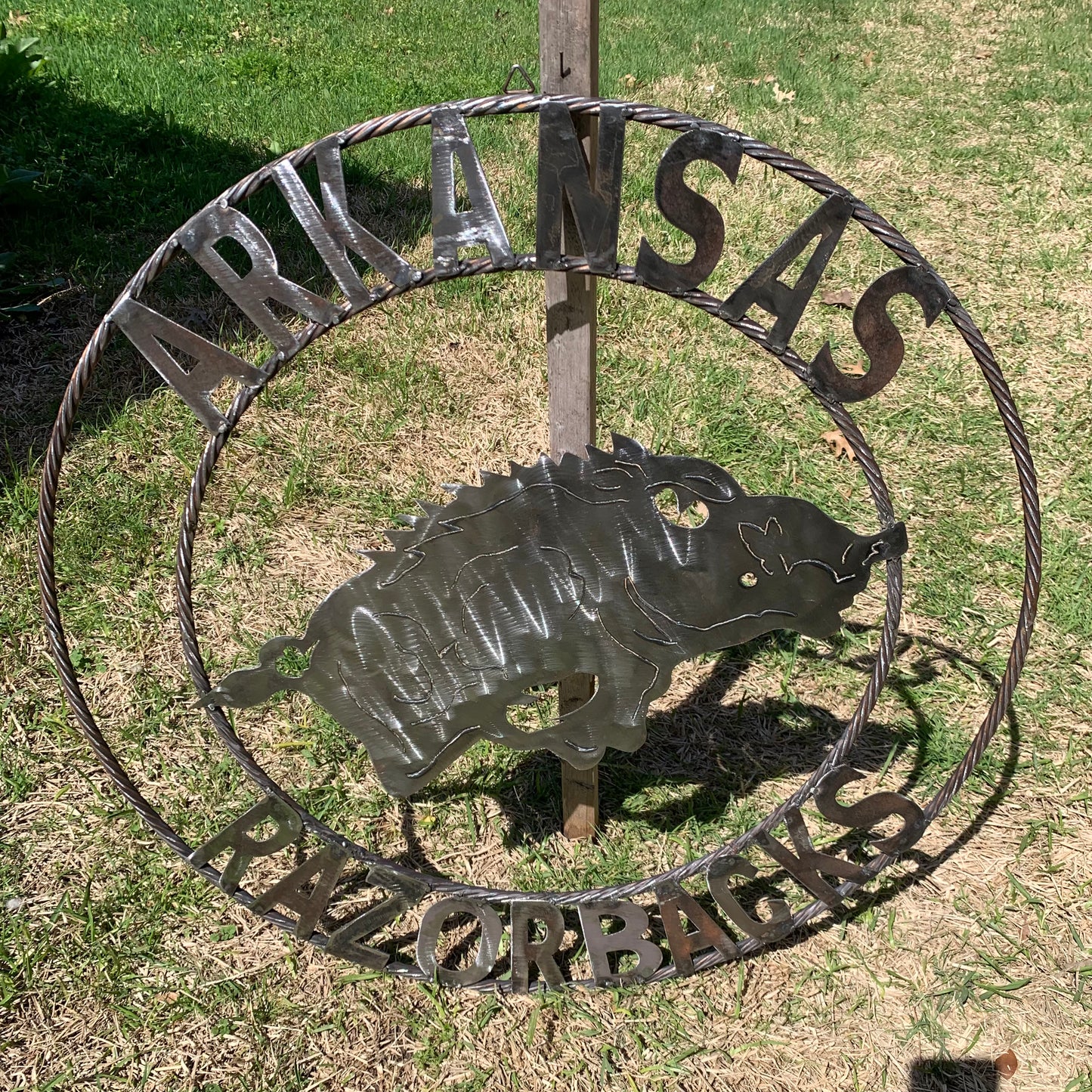 ARKANSAS RAZORBACKS CUSTOM RAW METAL VINTAGE CRAFT TEAM SIGN OFFICIAL LICENSED PRODUCT
