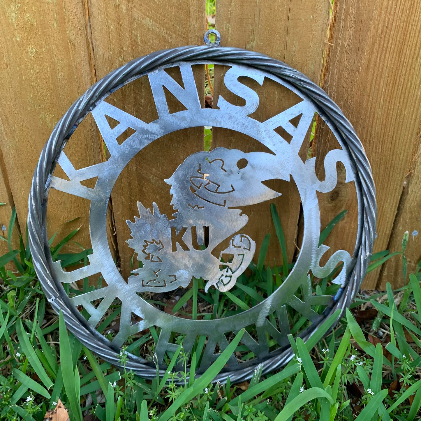KANSAS JAYHAWKS RAW METAL CUSTOM VINTAGE CRAFT WALL ART TEAM SIGN HANDMADE