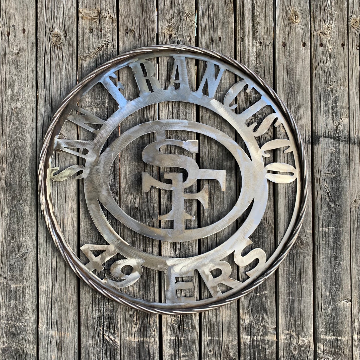SAN FRANCISCO 49ERS METAL CUSTOM VINTAGE RAW METAL CRAFT TEAM SIGN HANDMADE 12",18",24",32",36",40",50"