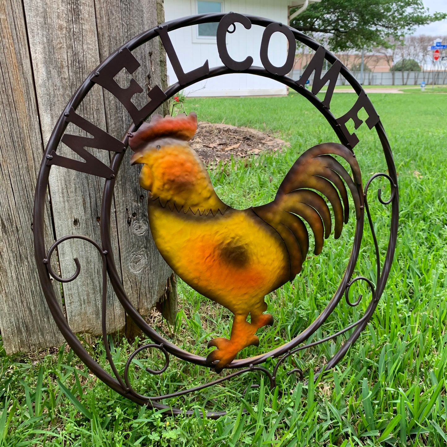 ROOSTER WELCOME 24" METAL SCROLL STYLE WESTERN HOME DECOR HANDMADE NEW-#EH10143