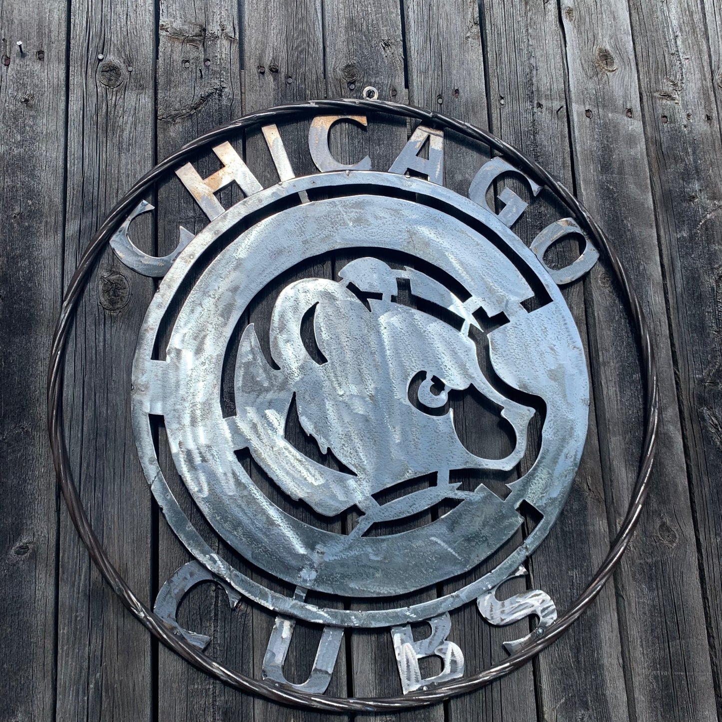 12", 18", 24", 32" CHICAGO CUBS CUSTOM RAW METAL VINTAGE CRAFT TEAM SPORTS SIGN HANDMADE