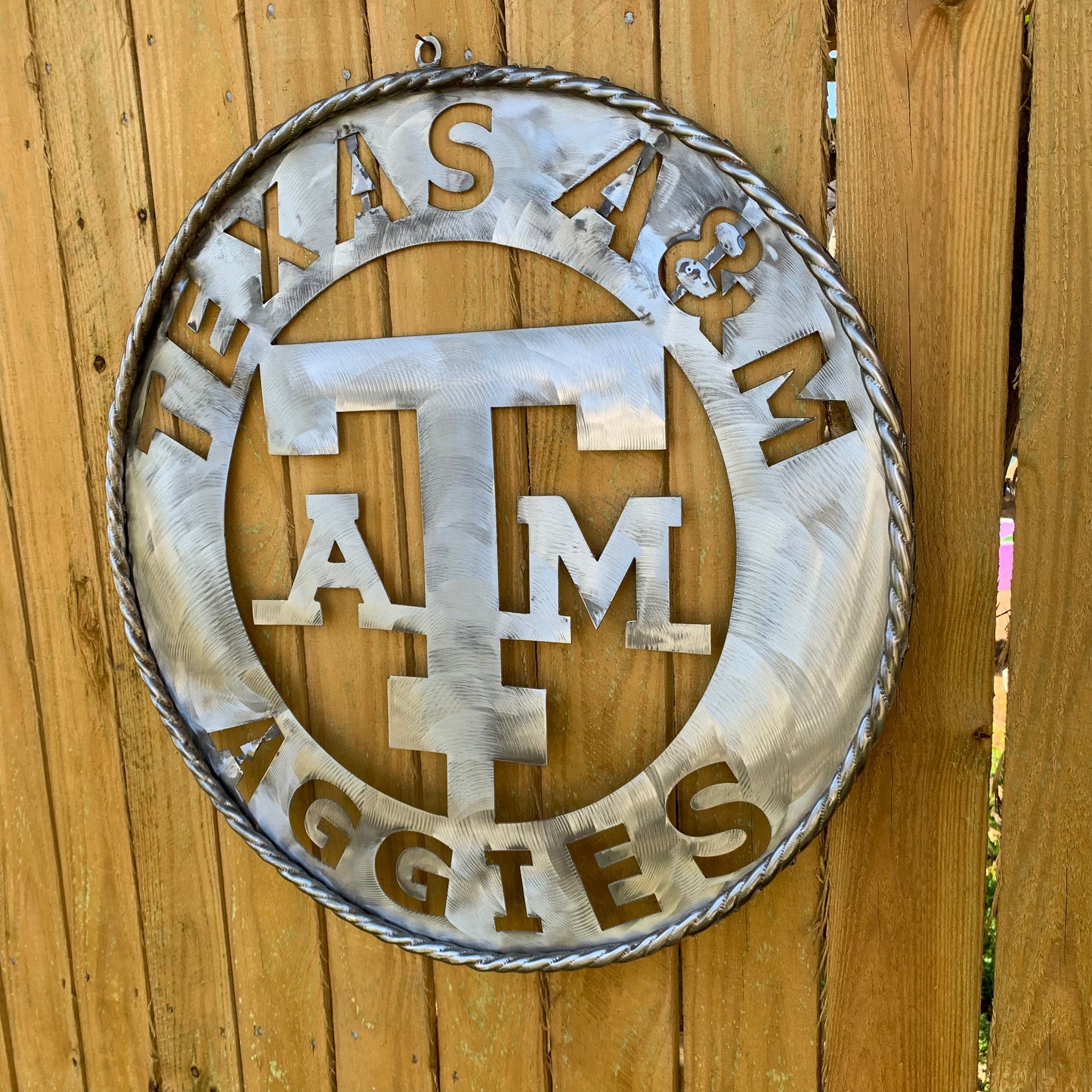 TEXAS A&M WIDE BAND RAW METAL CUSTOM VINTAGE CRAFT WALL ART TEAM SIGN HANDMADE