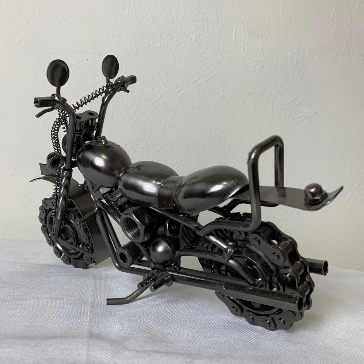 12" HARLEY STYLE MOTORCYCLE GUN METAL WESTERN HOME BAR DECOR NEW