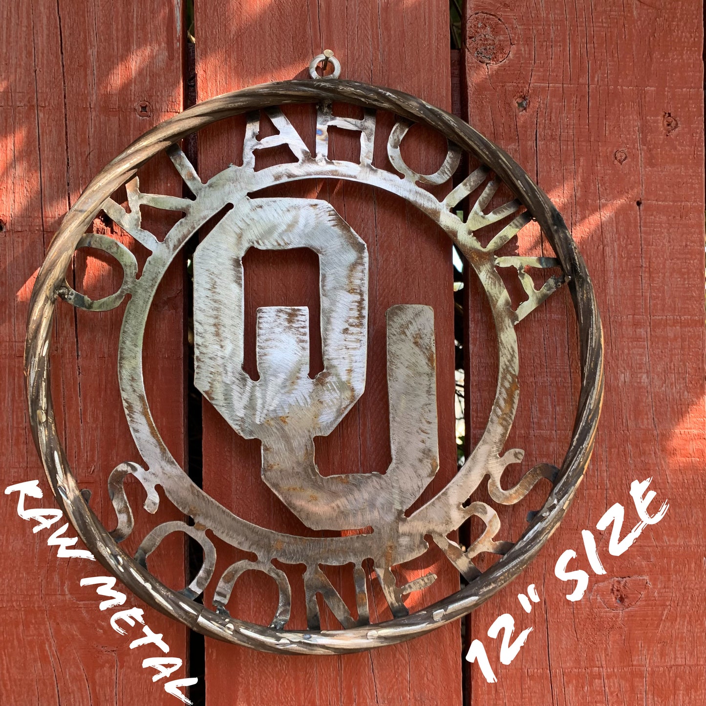 12", 18", 24", 32" OU OKLAHOMA SOONERS RAW METAL CUSTOM VINTAGE CRAFT WALL ART TEAM SIGN HANDMADE