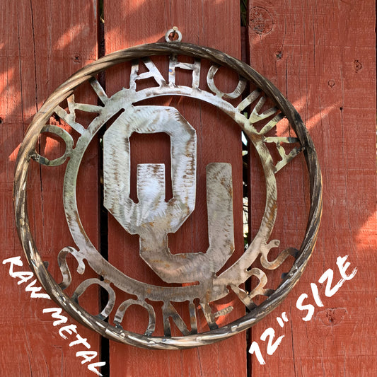 12", 18", 24", 32" OU OKLAHOMA SOONERS RAW METAL CUSTOM VINTAGE CRAFT WALL ART TEAM SIGN HANDMADE