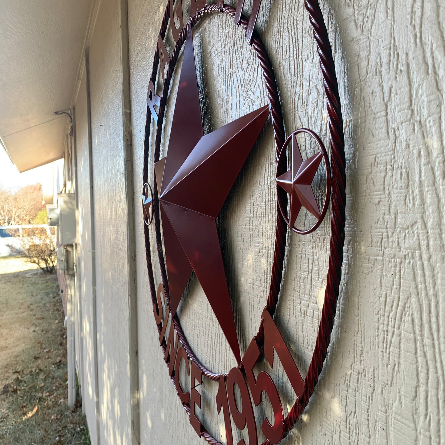 RAGETH STYLE YOUR CUSTOM STAR METAL NAME RUSTIC BURGUNDY RED PHILLIPS CUSTOM 3d STAR METAL NAME BARN STAR TWISTED ROPE RING DESIGN METAL WALL ART HOME DECOR ANY SIZE