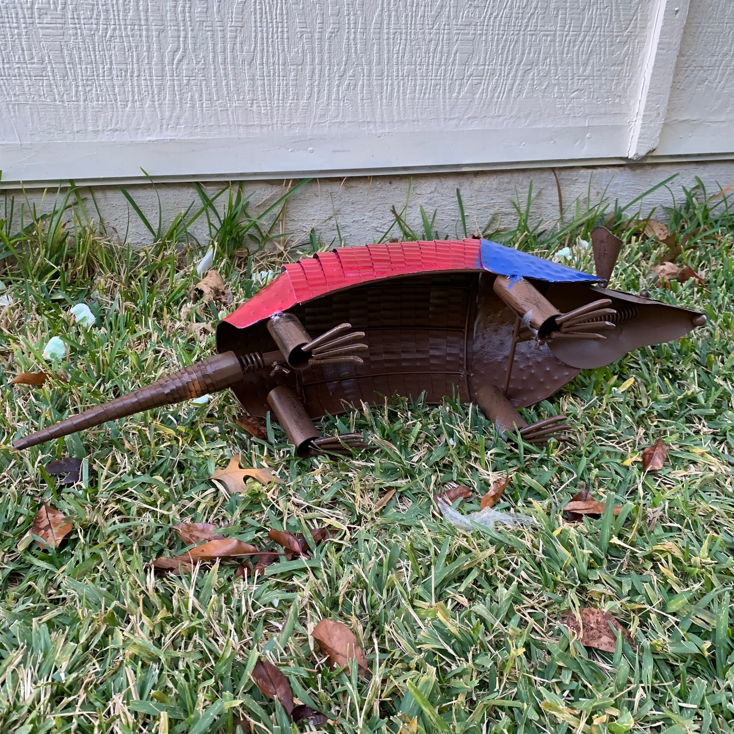 TEXAS FLAG ARMADILLO GARDEN ANIMAL SCULPTURE YARD ART METAL DECOR ORNAMENT PATRIOTIC DECOR HANDMADE #EH12220 30",22",14",10"