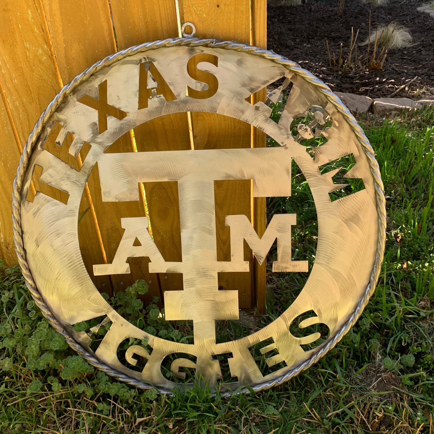 TEXAS A&M WIDE BAND RAW METAL CUSTOM VINTAGE CRAFT WALL ART TEAM SIGN HANDMADE