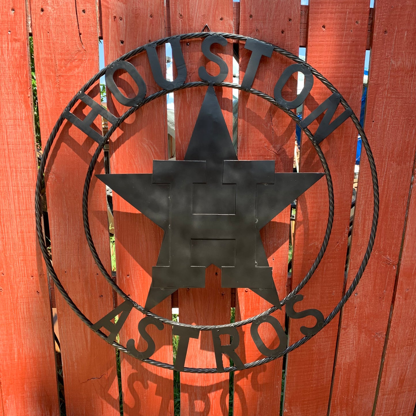 HOUSTON ASTROS CUSTOM METAL VINTAGE CRAFT SIGN TEAM ALL RUSTIC BLACK HANDMADE 12",18",24",32"