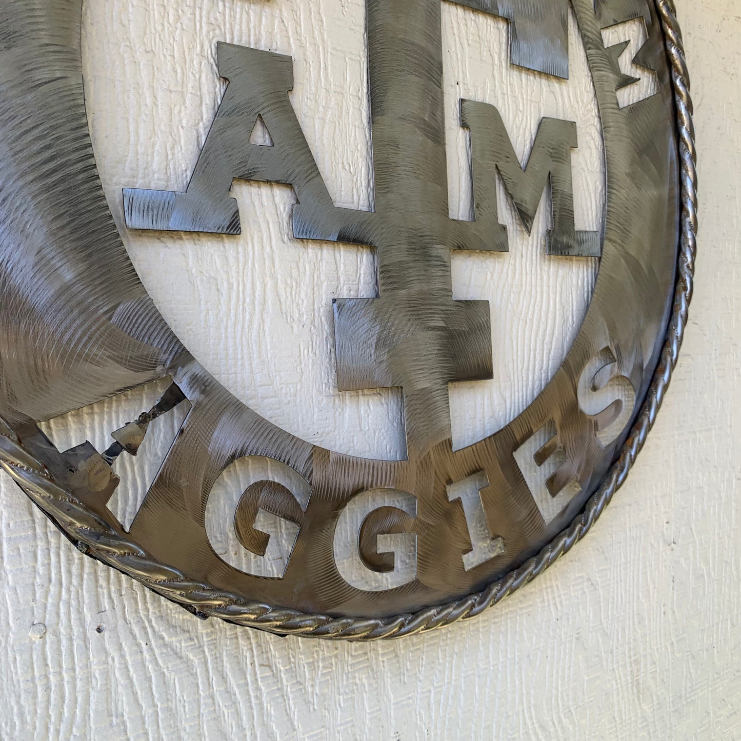 TEXAS A&M WIDE BAND RAW METAL CUSTOM VINTAGE CRAFT WALL ART TEAM SIGN HANDMADE
