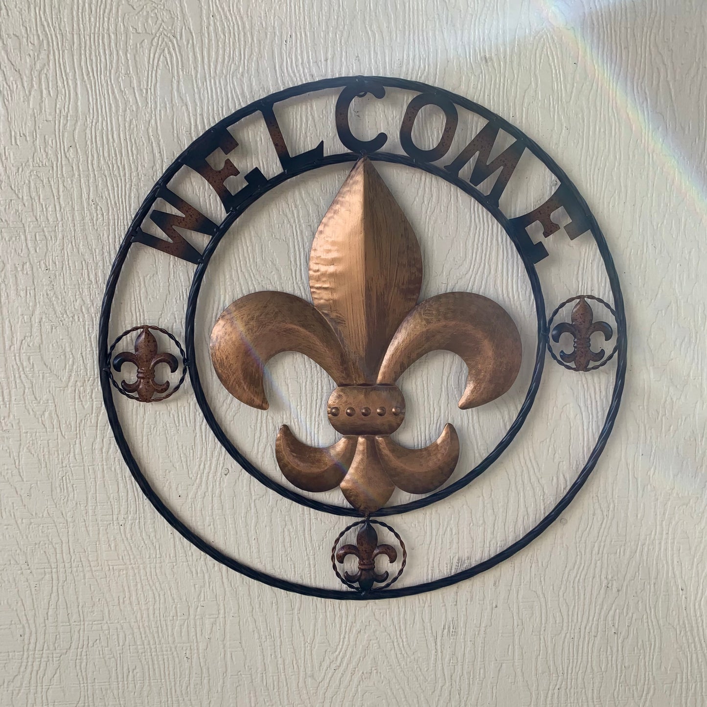 24", 32" WELCOME FLEUR DE LIS METAL WALL ART WESTERN HOME DECOR GOLD & BLACK #EH10251