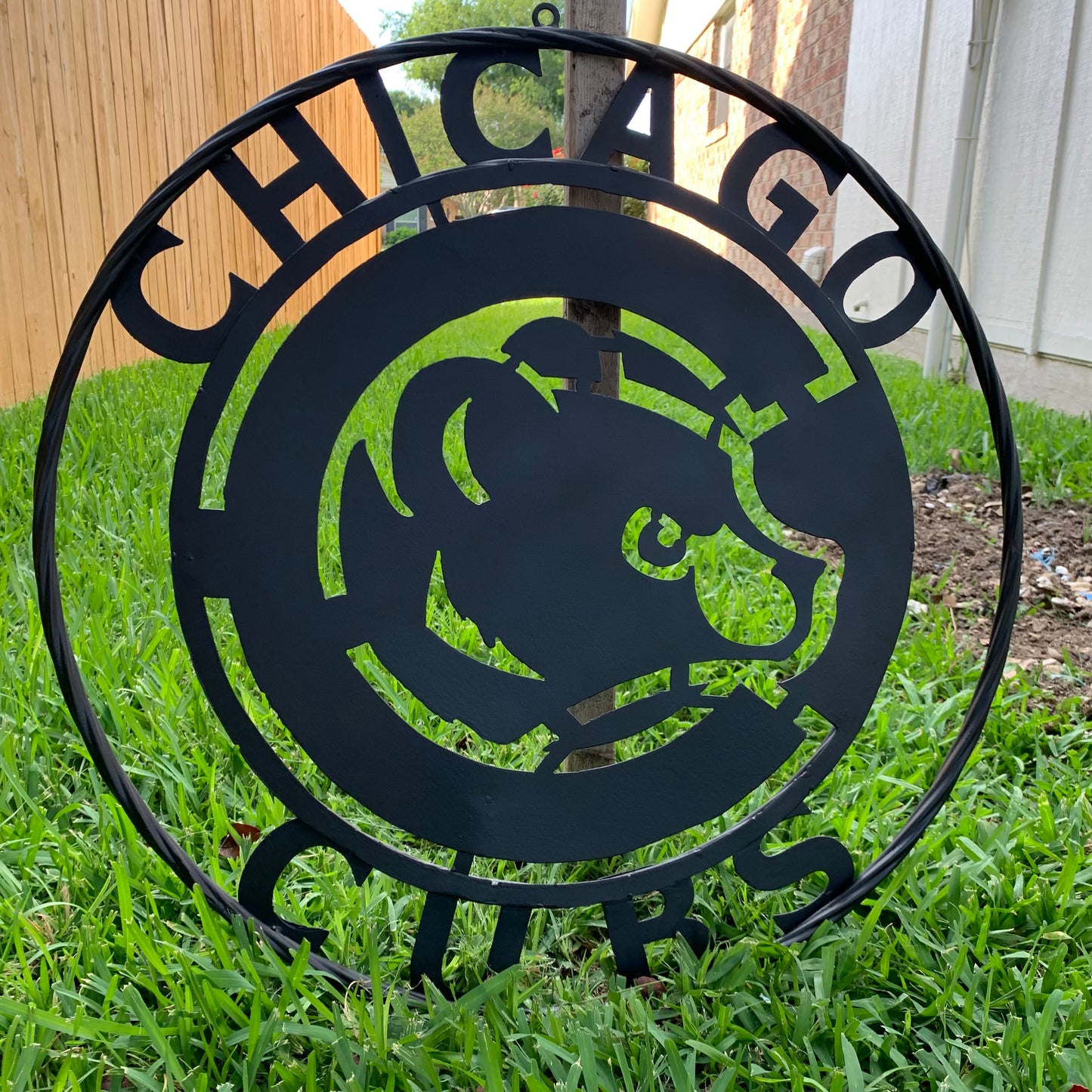 12", 18", 24", 32" CHICAGO CUBS CUSTOM BLACK & RAW METAL VINTAGE CRAFT TEAM SPORTS SIGN HANDMADE