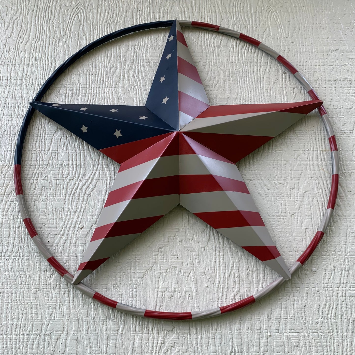 AMERICAN USA FLAG BARN STAR METAL RED BEIGE BLUE STAR 12",16",24",32"36",38",40",48